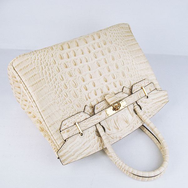 Replica Hermes Birkin 30CM Crocodile Head Veins Bag Cream 6088 On Sale